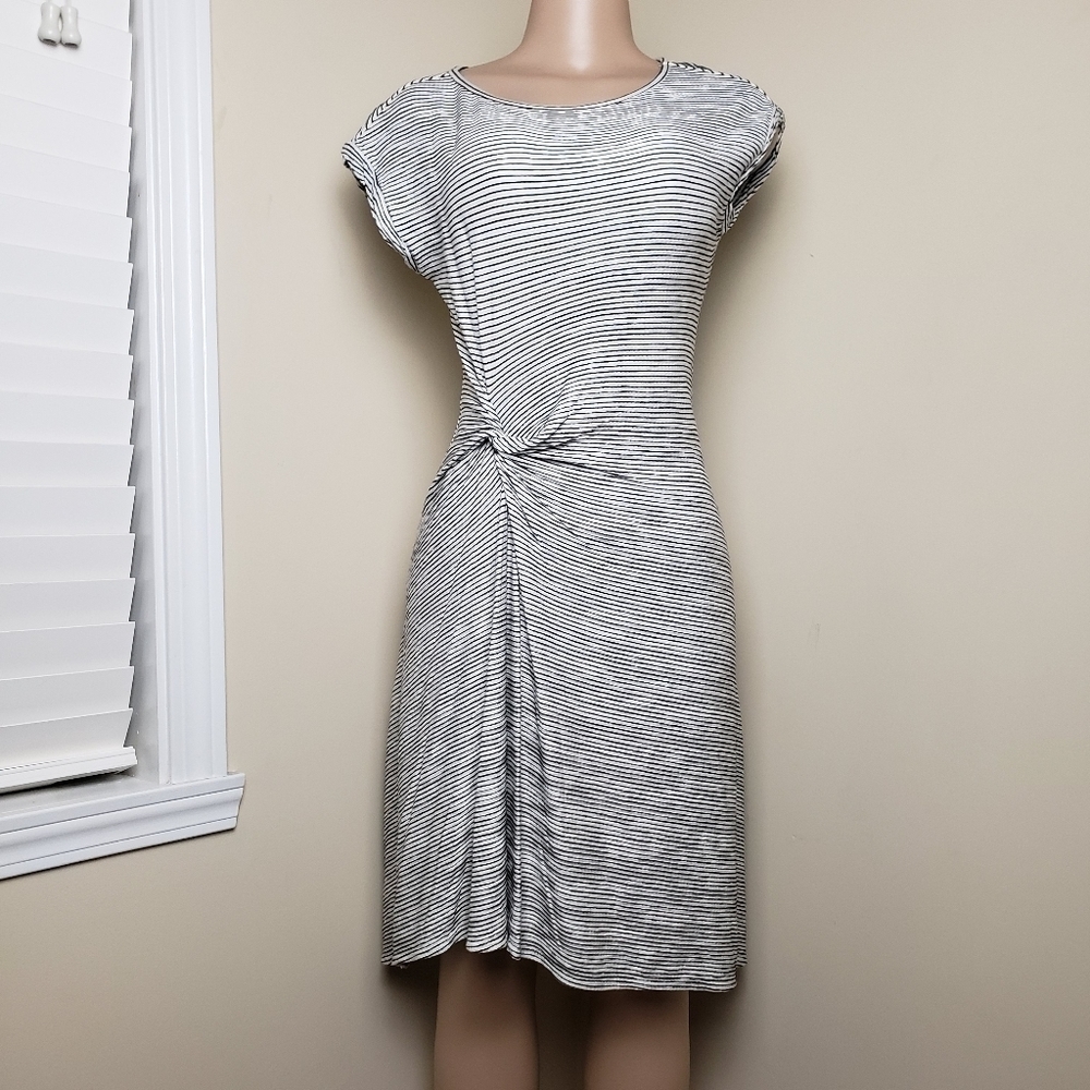 MAX STUDIO Fit & Flare Striped Twist Knot Dress